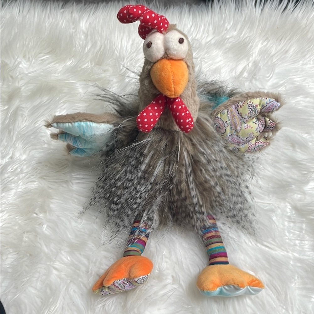 Adventure Planet 10" Long Hair Rooster colourful stuff toy